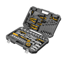 Набор инструментов, 1/2, 1/4, CrV, S2, пластиковый кейс, 64 предмета Denzel