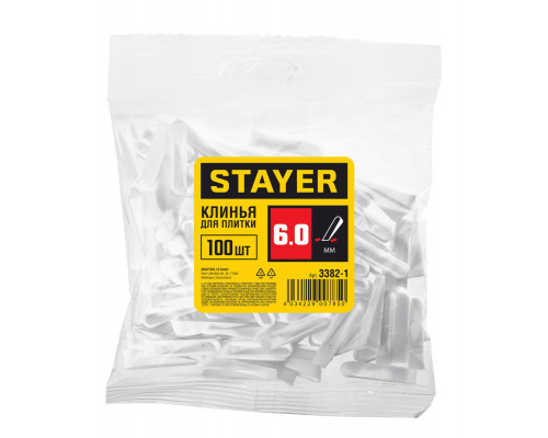 Клинья для плитки малые 6 мм, 100 шт STAYER 3382-1