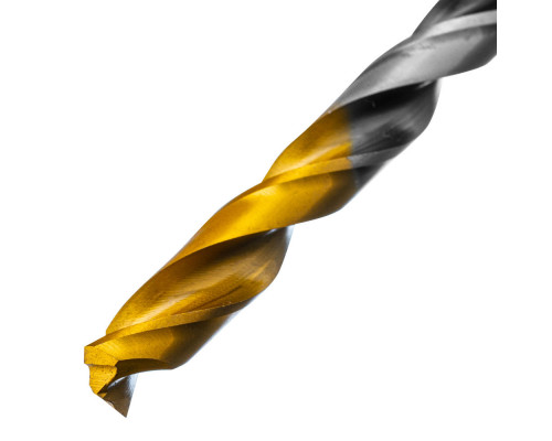 Сверло спиральное по металлу 7,5 x 109мм, Р6М5, Golden Tip, многогранная заточка Denzel (718281)