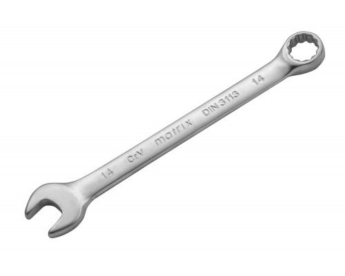 Ключ комбинированный, 14 мм, CrV, матовый хром Matrix