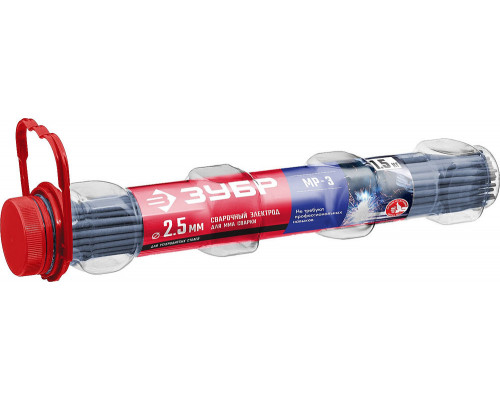 Электрод сварочный МР-3 рутиловый D 2.5 x 350 мм, 1.5 кг в ПВХ тубе ЗУБР 40011-2.5