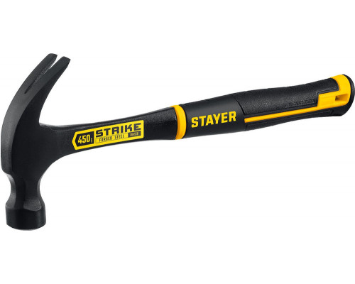 Молоток-гвоздодёр столярный цельнометаллический 450 г Strike Professional STAYER 2025-450