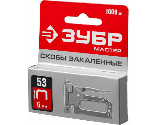 Скобы 6 мм, тип 53 (A/10/JT21), калибр 23GA, 1000 шт ЗУБР 31625-06