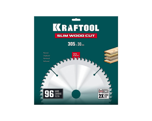 Диск пильный по дереву Slim wood cut, 305 х 30 x 2.2 мм, 96Т KRAFTOOL 36955-305-30-96