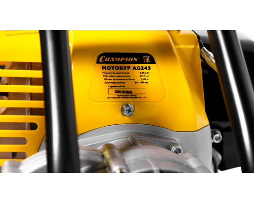 Мотобур 1,25кВт 42,7см? 9,2кг шнек150?550 CHAMPION AG243