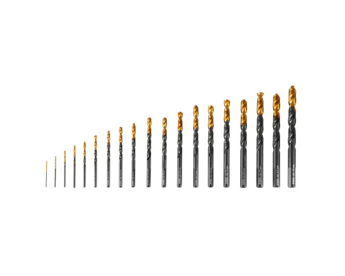 Набор сверл по металлу, 1-10 мм, HSS-Tin, Golden Tip, 19 шт Denzel (72321)