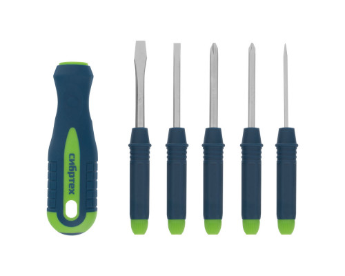 Отвертка со сменными насадками, 5 шт, CrV Сибртех