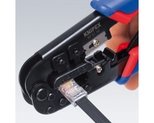 Пресс-клещи для штекеров RJ, 2 гнезда, RJ 11/12 (6-pin), RJ 45 (8-pin), 190 мм (KN-975110)