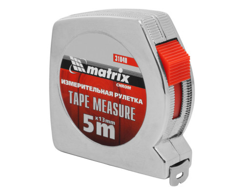 Рулетка Chrom,5 м x 13 мм,хромированный корпус Matrix