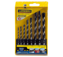 STAYER ProHammer, 8 шт: d 3-4-5-6-6-8-8-10 мм, набор сверл по бетону, Professional (2915-H8_z01)