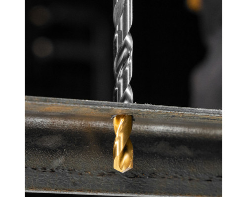 Набор сверл по металлу, 1-10 мм, Р6М5К8-TiN, Golden Tip, 10 шт Denzel (723005)