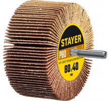 Круг шлифовальный лепестковый d 80 x 40 мм, P80, на шпильке d 6 мм STAYER 36609-080