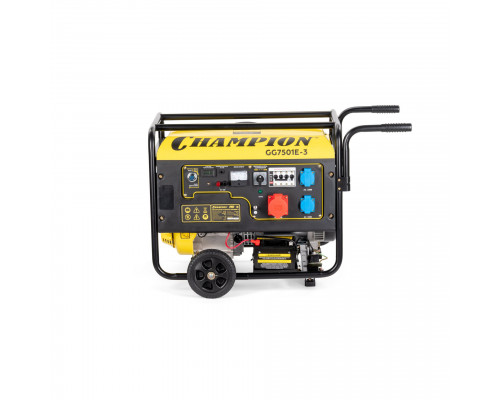 Генератор CHAMPION GG7501E-3 (PRO 400В7,5/8,1кВАcosф=0,8 15лс25л230/12В84,2кг,эл.стартер,счетч.колес (GG7501E-3)