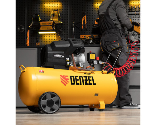 Компрессор воздушный DKV2200/100, Х-PRO 2.2 кВт, 400 л/мин, 100л Denzel (58079)