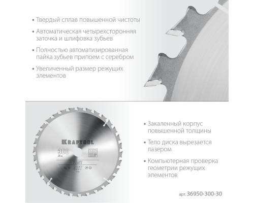 Пильный диск по дереву Fast, 300 х 30 мм, 32Т KRAFTOOL 36950-300-30