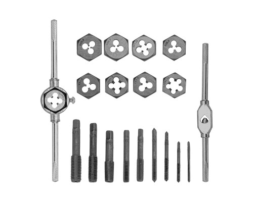 Набор метчиков и плашек М3-М12, плашко-метчикодержатель, 20 предметов, пластиковый бокс Sparta