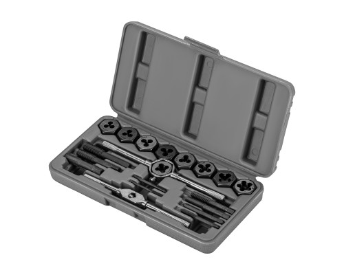 Набор метчиков и плашек М3-М12, плашко-метчикодержатель, 20 предметов, пластиковый бокс Sparta