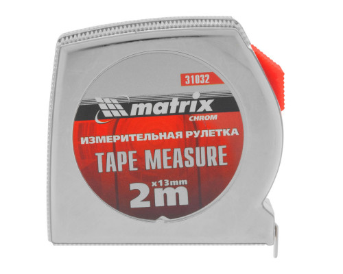 Рулетка Chrom,2 м x 13 мм,хромированный корпус Matrix
