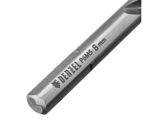 Сверло спиральное по металлу 8 x 117 мм, Р6М5, Golden Tip Denzel (718239)