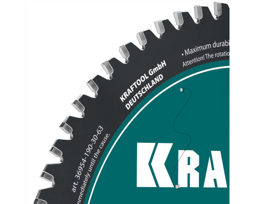 Диск пильный по металлу и стали Metal Cut, 190 х 30 мм, 63Т KRAFTOOL 36954-190-30-63