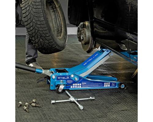 Домкрат гидравлический подкатной 3 т, быстрый подъем, Low profile quick lift, 75-505 мм, профессиональный STELS