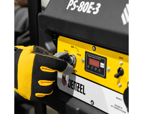 Генератор бензиновый PS 80 E-3, 6.6 кВт, 400 В, 25 л, электростартер Denzel (946954)