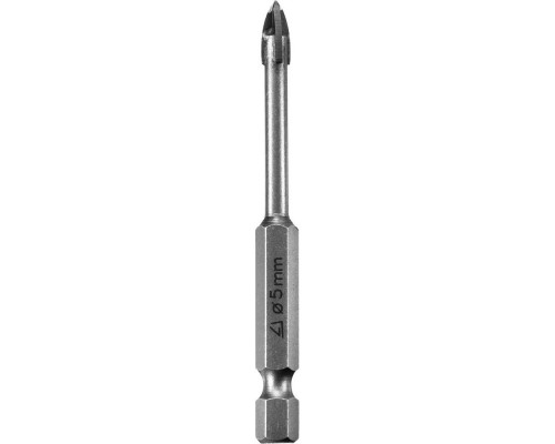 Сверло по стеклу и кафелю 5 мм, 4х кромка, HEX 1/4 STAYER 2985-05_z01