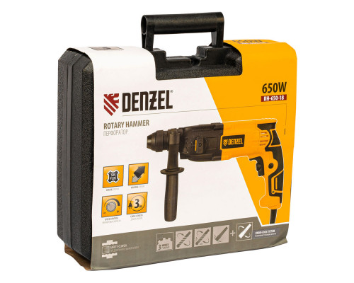 Перфоратор электрический RH-650-18, SDS-plus, 650 Вт, 2.0 Дж, 3 плюс 1 режим Denzel (26603)