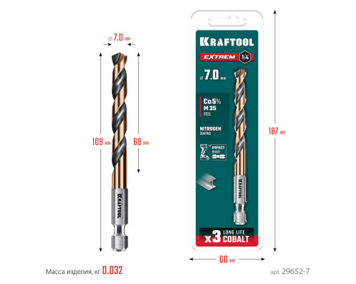 Сверло по металлу для винтовёртов и шуруповертов IMPACT READY НЕХ-1/4