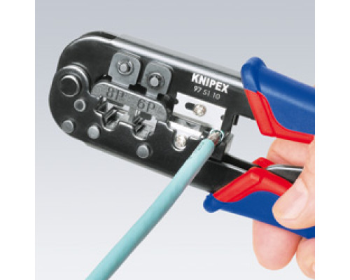 Пресс-клещи для штекеров RJ, 2 гнезда, RJ 11/12 (6-pin), RJ 45 (8-pin), 190 мм (KN-975110)