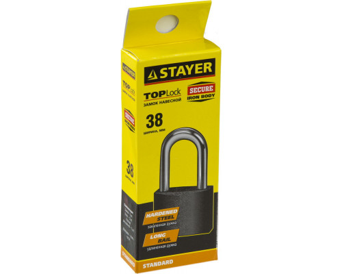 Замок навесной 38 мм, удлиненная дужка STAYER 37160-38-1