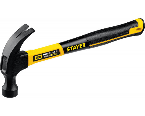 Молоток-гвоздодёр столярный Hercules, 560 г, с фиберглассовой рукояткой STAYER Professional 2026-560_z02