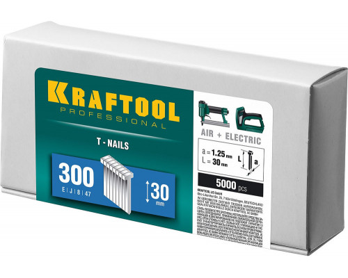 Гвозди тип 300 (47/J/F), 30 мм, калибр 18GA, 5000 шт KRAFTOOL 31785-30