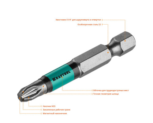 Биты Optimum PZ3, 50 мм, 10 шт KRAFTOOL 26124-3-50-10