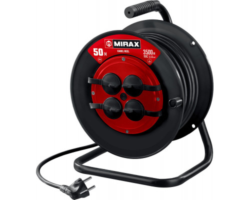 Силовой удлинитель на катушке 3 х 2.5 мм? 50 м ПВС 3500 Вт IP44 MIRAX 55051-50