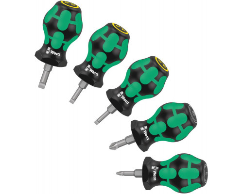 Набор отвёрток коротких Kraftform 5 пр., SL 0.6x3.5x25/0.8x4.0x25/1.0x5.5x25, PZ 1x25/2x25 Stubby Set 2 WE-008871