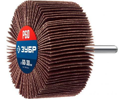 Круг шлифовальный лепестковый d 60 x 30 мм, P60, на шпильке d 6 мм ЗУБР Профессионал 36602-060_z01
