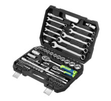 Набор инструментов, 1/2, 1/4, пластиковый кейс, 82 предмета Сибртех