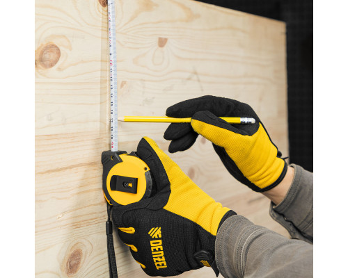 Рулетка 5м х 19мм, двухкомп. корпус, кнопка-пауза Denzel