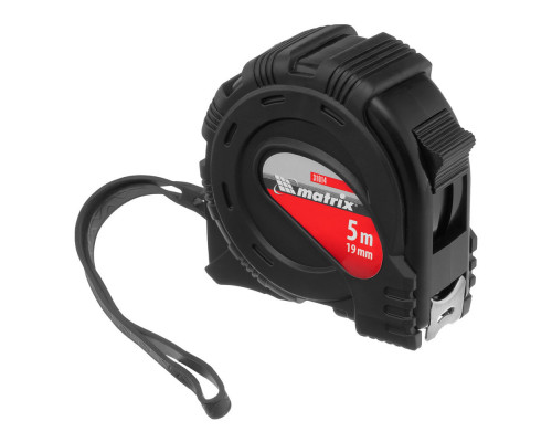 Рулетка Black,5 м х 19 мм,обрезиненный корпус Matrix