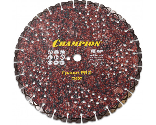 Диск алмазный CHAMPION гранит PRO 400/25,4/10 Laser Granite (твердые блоки, старый бетон) (C1607)