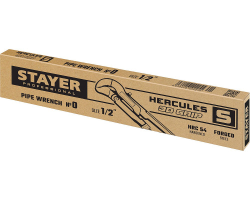 Ключ трубный с изогнутыми губками Professional Hercules-S STAYER №0, 1/2