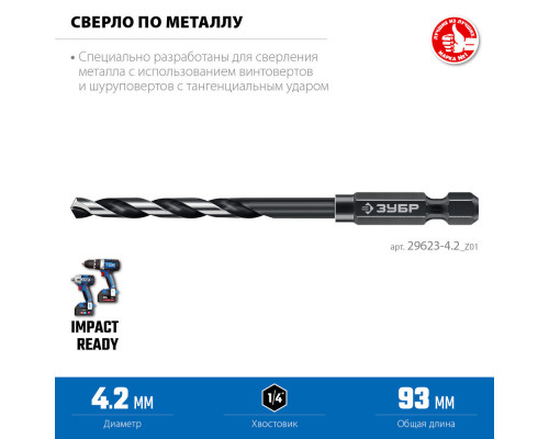 Сверло по металлу НЕХ-1/4