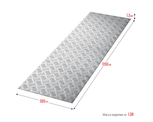 Лист алюминиевый рифлёный Квинтет 300 x 1200 x 1.5 мм ЗУБР Профессионал 53831