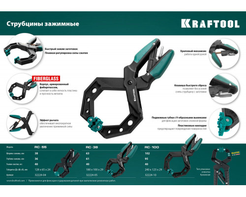 Зажимная струбцина RC-6, 55 х 60 мм KRAFTOOL 32224-05