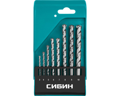 Набор сверл по бетону 8 шт: d 3-4-5-6-7-8-9-10 мм СИБИН 29112-H8