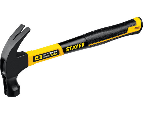 Молоток-гвоздодёр столярный с фиберглассовой рукояткой Professional Hercules-M STAYER 450 г 2027-450_z01  
