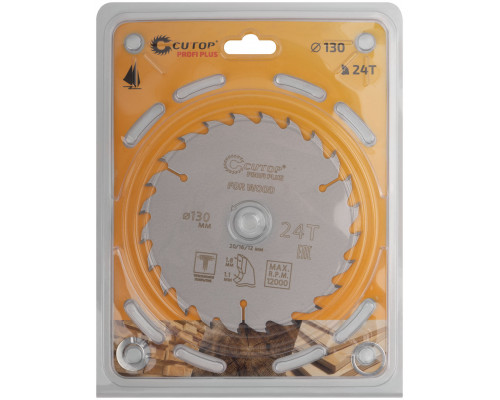 Диск пильный по дереву с тефлоновым покрытием 24Т, CUTOP Profi plus 130 х 1,1/1,8 х 20/16/12 мм (75-13024Т)