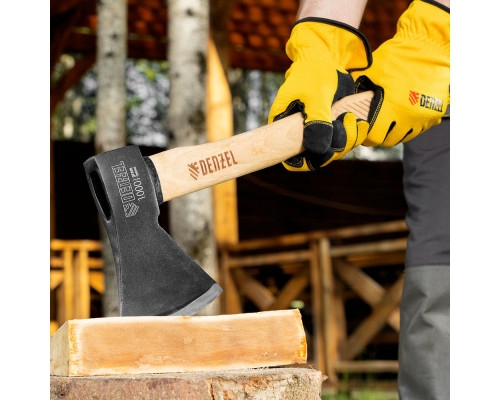 Топор, 1000 г, кованый, буковое топорище Denzel