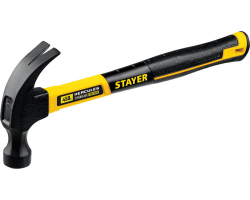 Молоток-гвоздодёр столярный Hercules, 450 г, с фиберглассовой рукояткой STAYER Professional 2026-450_z02